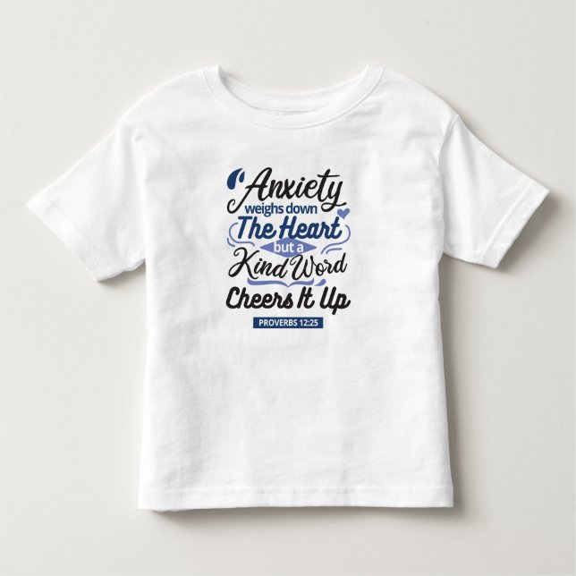 Camiseta Infantil Proverbs 12:25 Bible Verse – Kind Word Art (Frente)