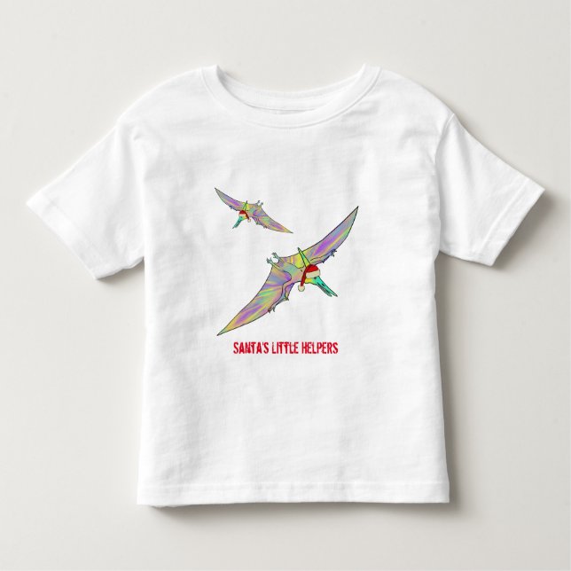Camiseta Infantil Pterodátilo Natal Dinossauro Engraçado Papais noei (Frente)