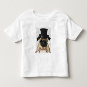 Camiseta Infantil Pug, Chapéu Formal e Chapéu