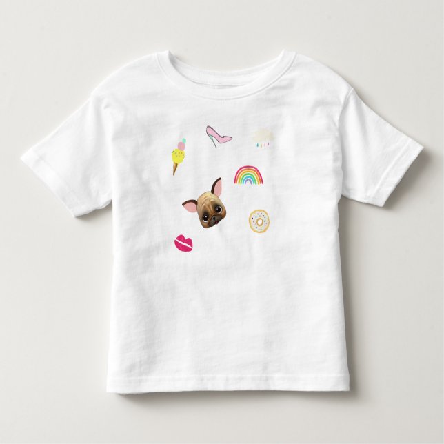 Camiseta Infantil Pug Puppy Rainbow Watercolor (Frente)