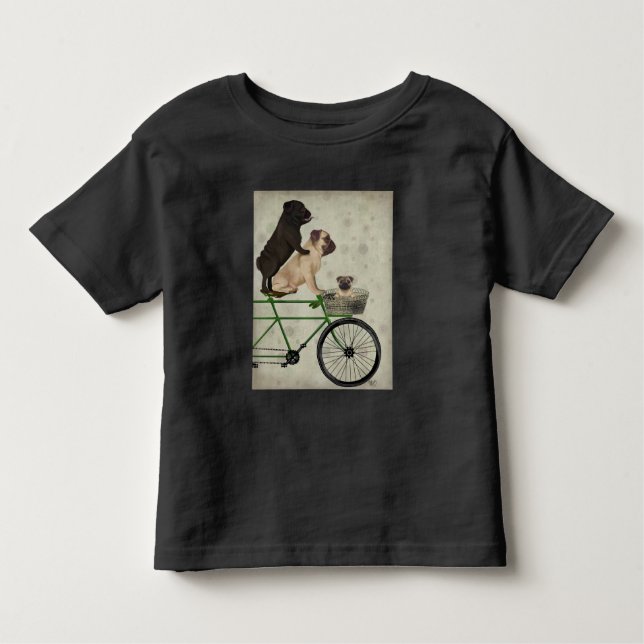 Camiseta Infantil Pugs na Bicicleta (Frente)