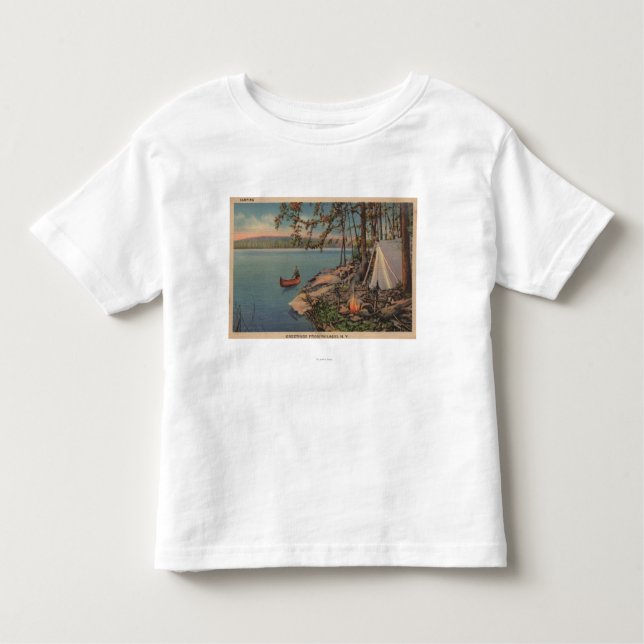 Camiseta Infantil Pulaski, opinião da canoa, acampando, barraca de (Frente)