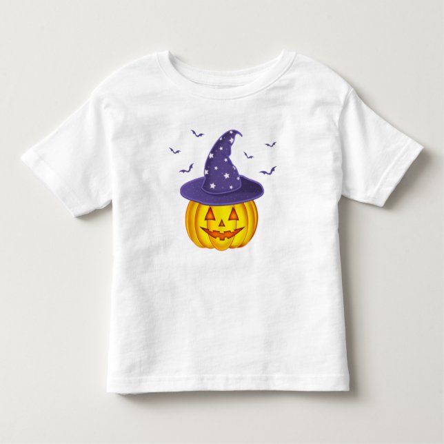 Camiseta Infantil Pumpkin e Morcegos do Dia das Bruxas (Frente)