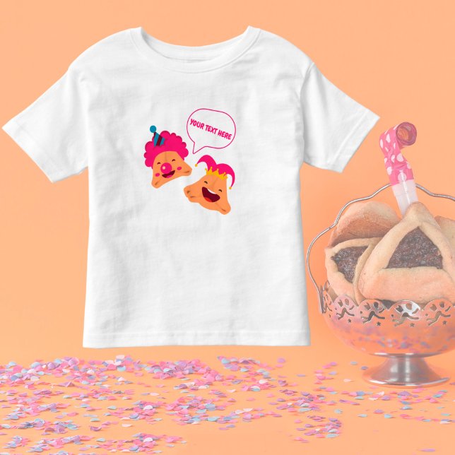 Camiseta Infantil Purim Feliz e Personalizado Hamantaschen (Criador carregado)