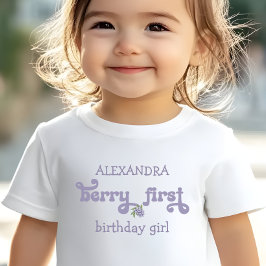 Camiseta Infantil Púrpura Berry Primeiro Aniversário da Fada