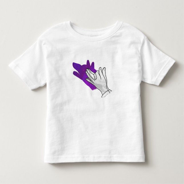 Camiseta Infantil Púrpura de Lobo Silhouette de Mão (Frente)