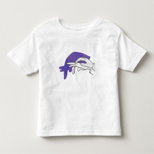 Camiseta Infantil Púrpura de proteção silhueta manual (Frente)