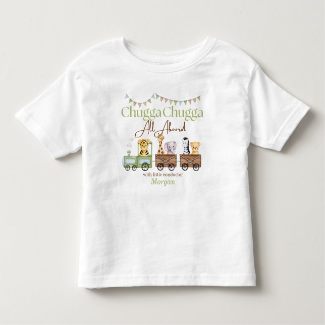 Camiseta Infantil Qualquer Comboio De Animais Cute Chugga (Frente)