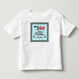 Camiseta Infantil Qualquer Idade Aniversário Pronto Vai Carro de Cor