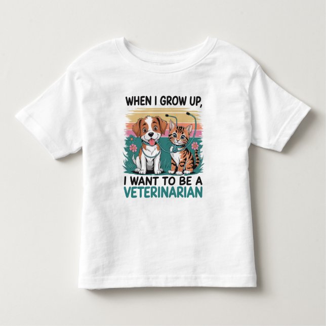 Camiseta Infantil Quando crescer, quero ser uma T-Shirt Veterinária (Frente)