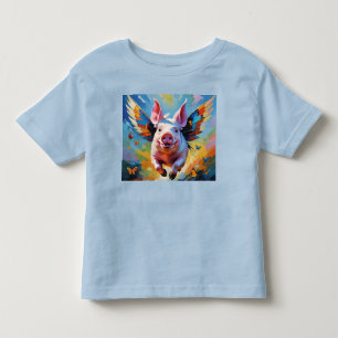 Camiseta Infantil Quando Os Suínos Voam Com Asas De Borboleta