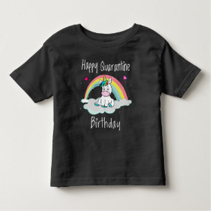 Camiseta Infantil Quarantine Birthday Unicorn arco-íris