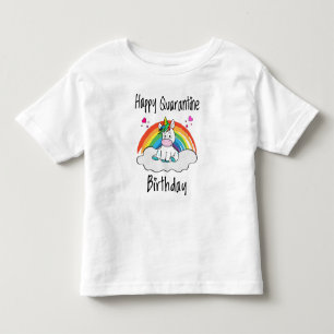 Camiseta Infantil Quarentena Aniversário Unicórnio arco-íris
