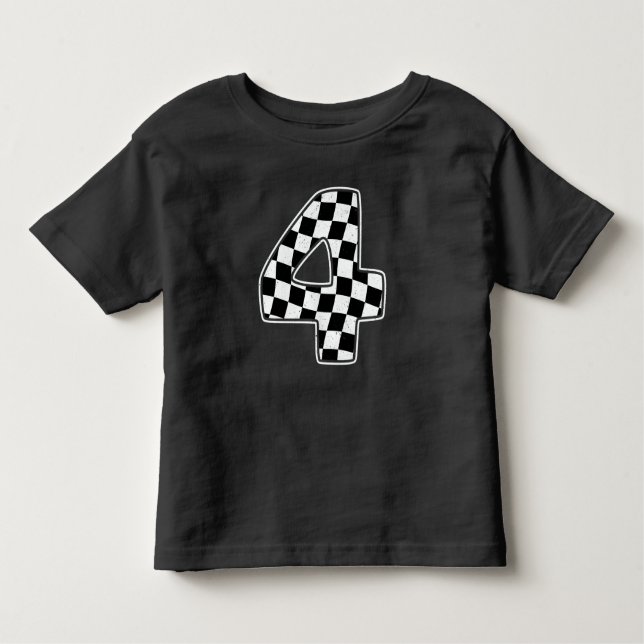 Camiseta Infantil Quarto aniversário com o número 4 de cadeiras de c (Frente)