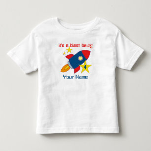 Camiseta Infantil Quarto Aniversário Roket Navio Personalizado T-shi