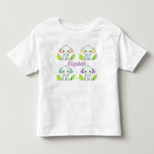Camiseta Infantil Quatro Elefantes Fofos com o Nome da Criança
