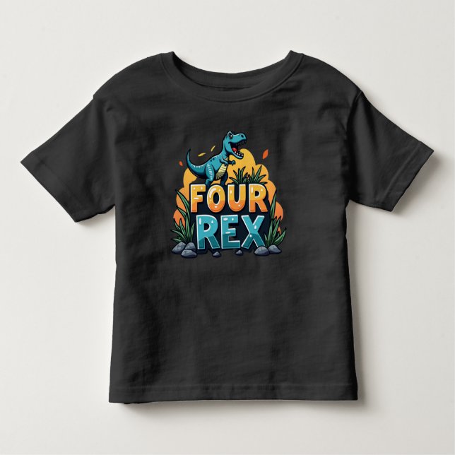 Camiseta Infantil Quatro Rex: A Maneira Dino de Celebrar Quatro! (Frente)