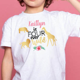 Camiseta Infantil Quatro Selvagens para Sempre Safari Jungle Meninas
