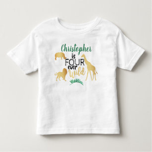 Camiseta Infantil Quatro Selvagens Selvagens Safari Boys 4º Aniversá