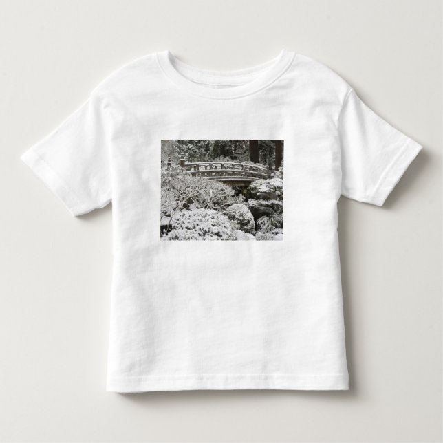 Camiseta Infantil Queda de neve no Jardim Japonês Portland, (Frente)