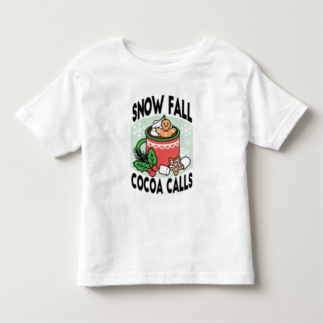 Camiseta Infantil Quente quente com a queda de neve chamada de cacau (Frente)