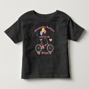 Camiseta Infantil Quero andar de bicicleta Balões de Bicicleta Vinta