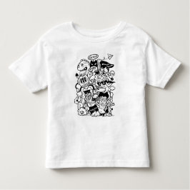 Camiseta Infantil Quirky Personagem de desenho animado Crowd
