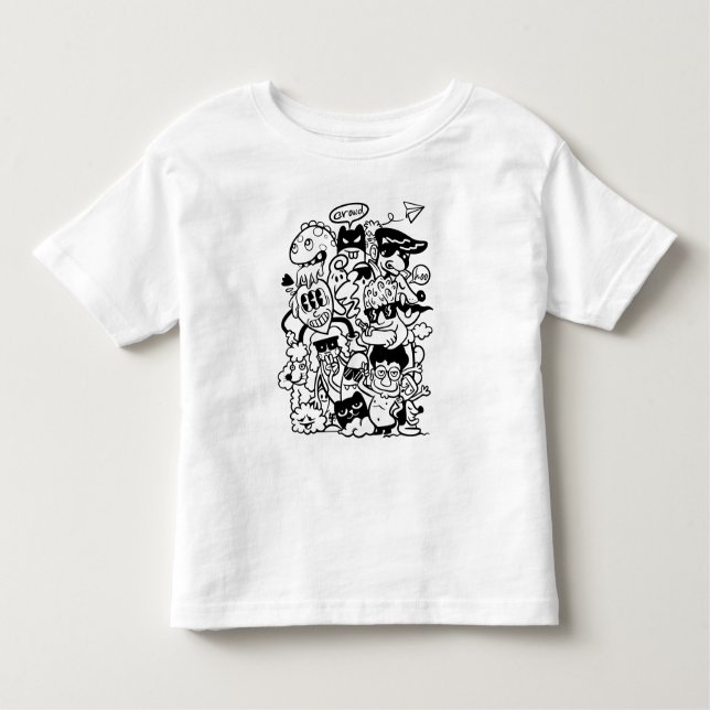 Camiseta Infantil Quirky Personagem de desenho animado Crowd (Frente)
