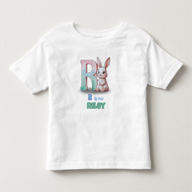 Camiseta Infantil R is for Riley - Custom Toddler Name Tee (Frente)