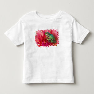 Camiseta Infantil Rã-arbórea do Pacífico em flores no nosso jardim