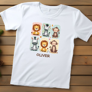 Camiseta Infantil Rabiscos Animais Safari Whimsical