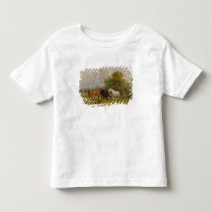 Camiseta Infantil Raça De Cavalos: Mares e Pés em um Campo (óleo 