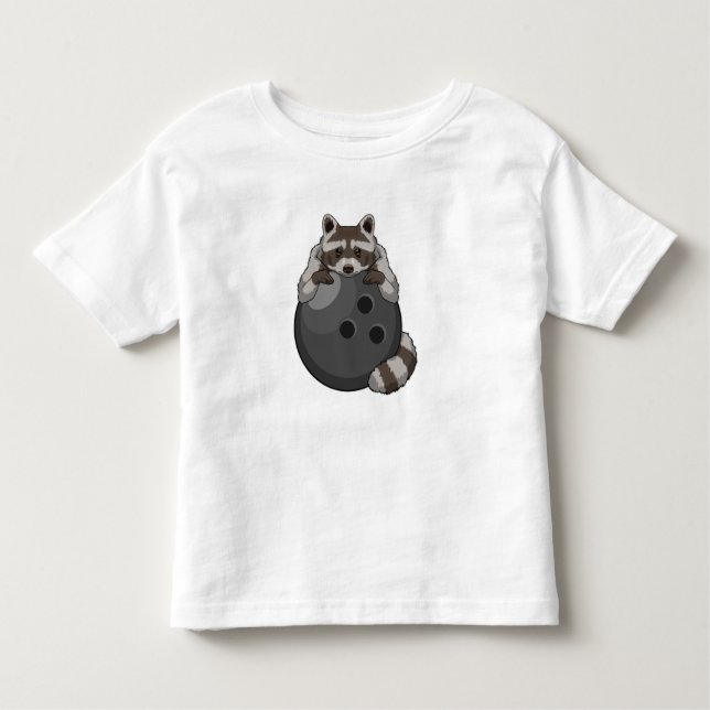 Camiseta Infantil Raccoon em Boliches com Bola de boliche (Frente)