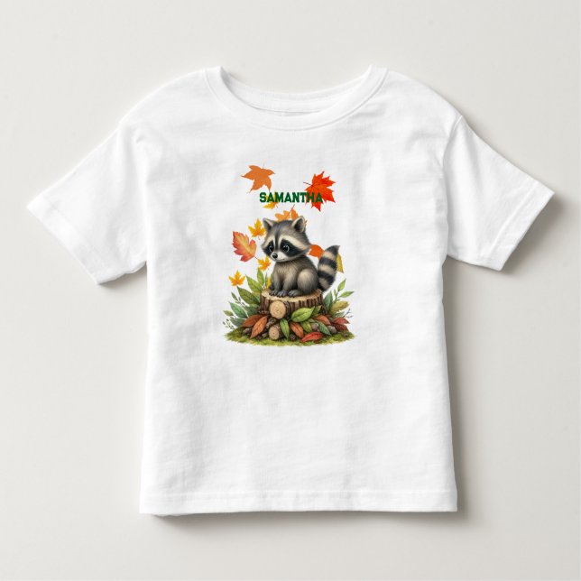 Camiseta Infantil Raccoon Toddler T-Shirt Cute Animal  for Kids (Frente)
