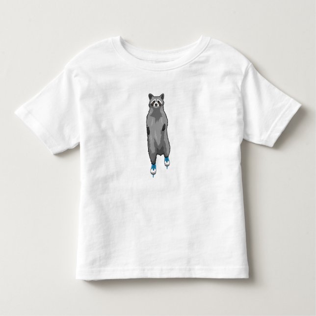 Camiseta Infantil Racoon com gelo patinando com skates de gelo (Frente)