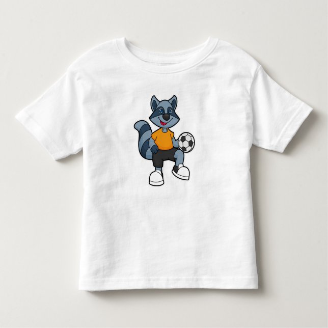 Camiseta Infantil Racoon com jogador de futebol (Frente)