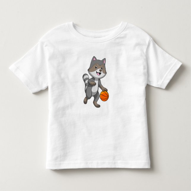 Camiseta Infantil Racoon como jogador de basquetebol (Frente)