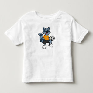 Camiseta Infantil Racoon como jogador de futebol com bola de futebol