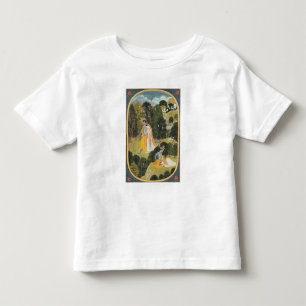 Camiseta Infantil Radha e Krishna que andam em um bosque