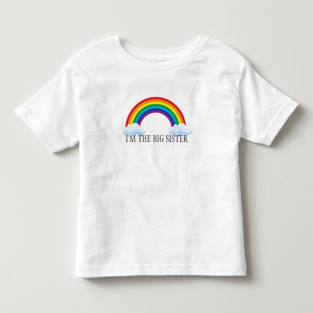 Camiseta Infantil Rainbow Big Sister – Adorável e  (Frente)