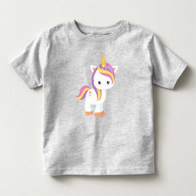 Camiseta Infantil Rainbow Unicorn, Magic Unicorn, Cute Unicorn, Star (Frente)