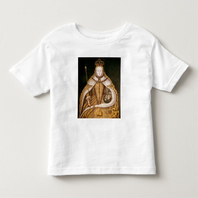 Camiseta Infantil Rainha Elizabeth mim em vestes da coroação (Frente)