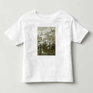 Camiseta Infantil Rainha Elizabeth que entra em Londres