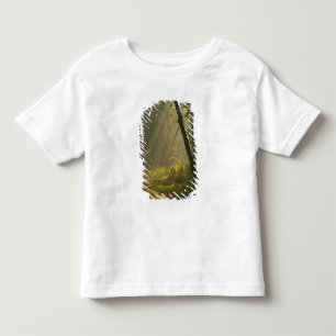 Camiseta Infantil Raios de luz da manhã através das árvores na selva