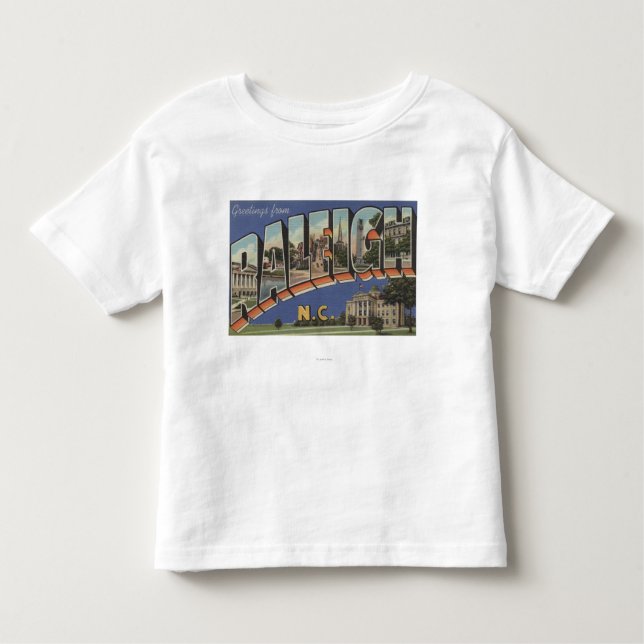 Camiseta Infantil Raleigh, North Carolina - grandes cenas 2 da letra (Frente)