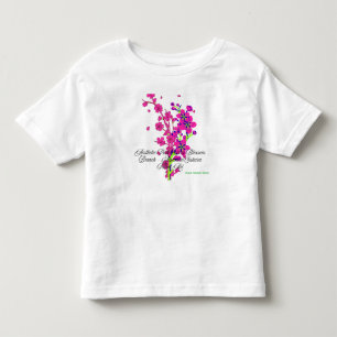 Camiseta Infantil Ramo de Cerejeira Rosa Estética