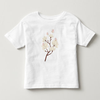 Camiseta Infantil Ramo de Flor de Magnólia em Creme Suave Gráfico co