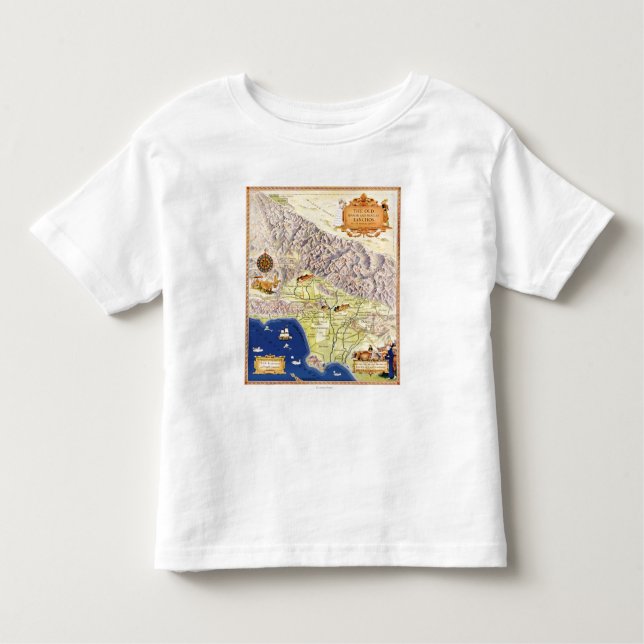 Camiseta Infantil Ranchos espanhóis e mexicanos do mapa de Los (Frente)