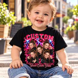 Camiseta Infantil Rap de Foto Personalizada 90s