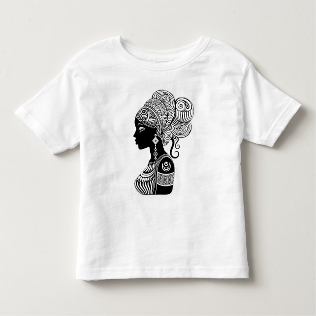 Camiseta Infantil Rapariga africana Retrato Tribal Tatuagem (Frente)